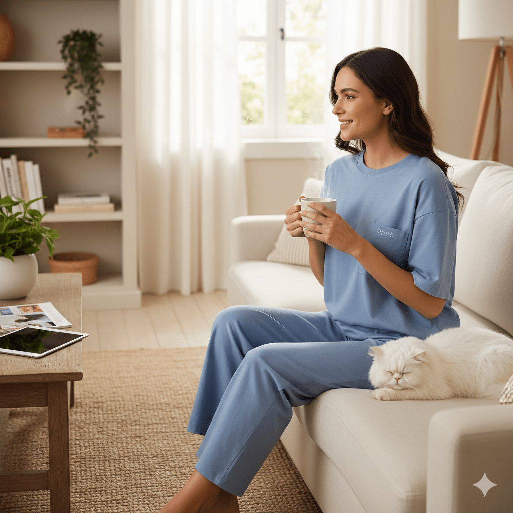 خرید ست لباس راحتی اویشو | قیمت لباس خانگی زنانه و تیشرت شلوار نخی اویشو