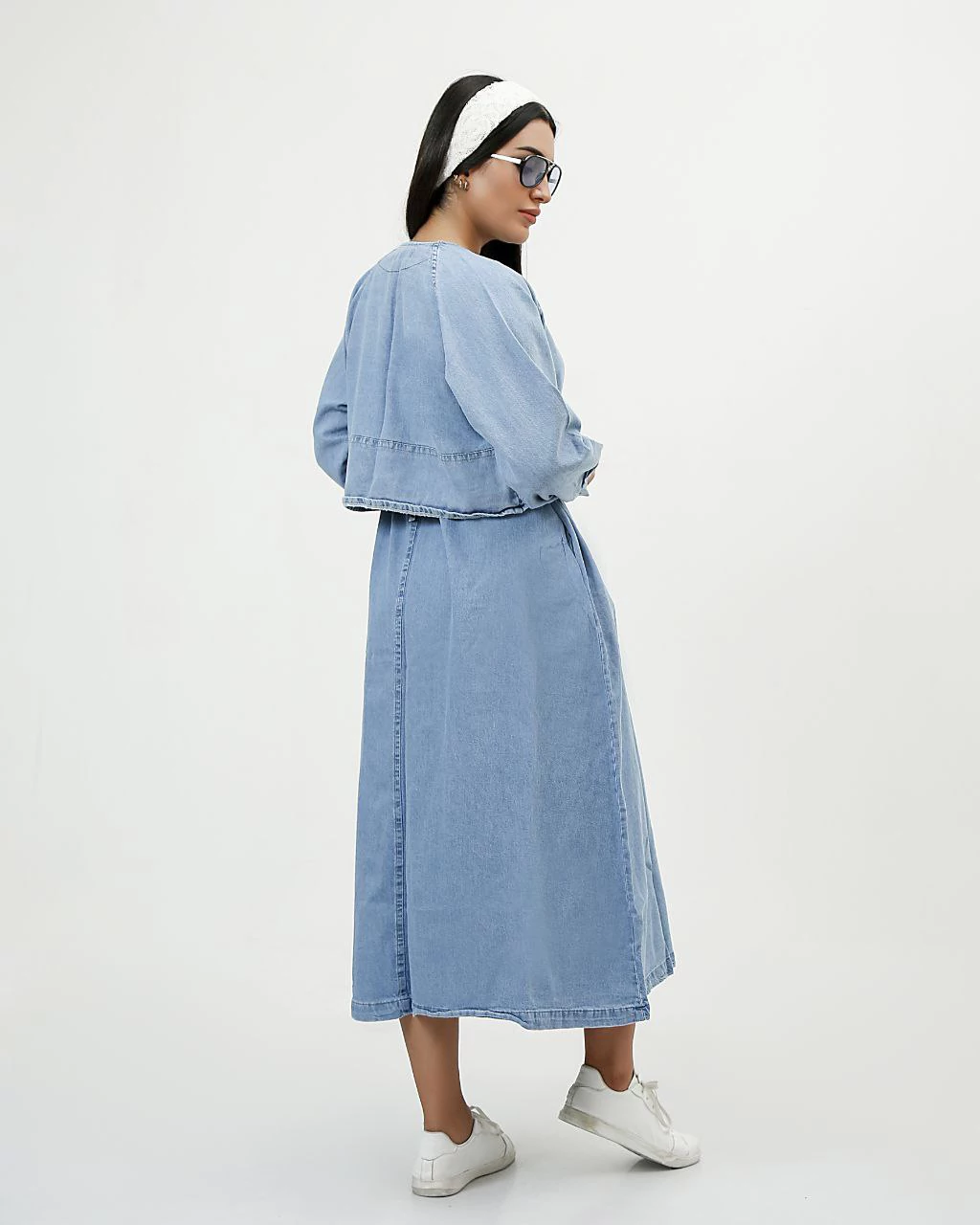 سارافون ساحلی زنانه کت دار آبی روشن