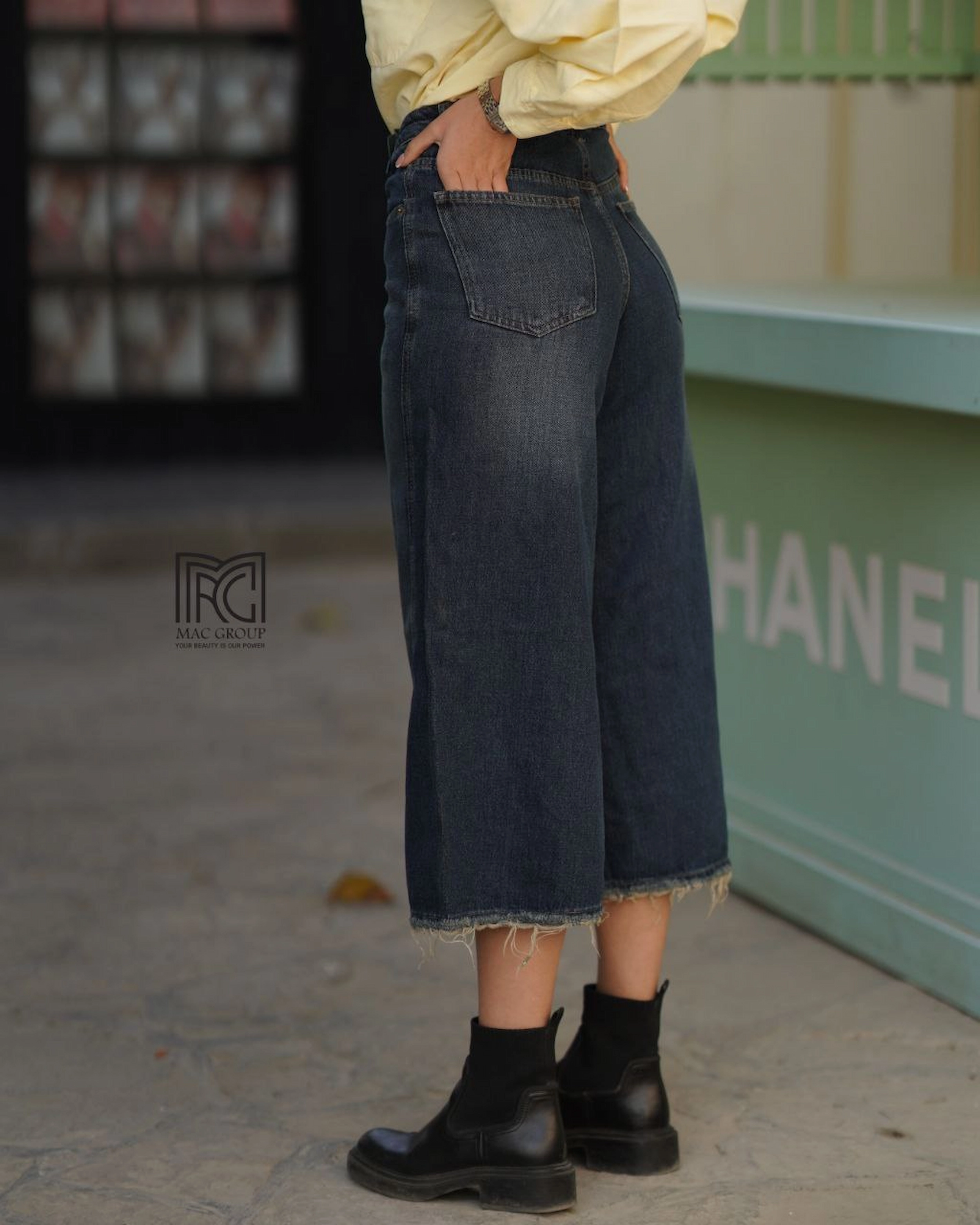 شلوار جین شافل زنانه قد 90 کمر ساده OldSchol