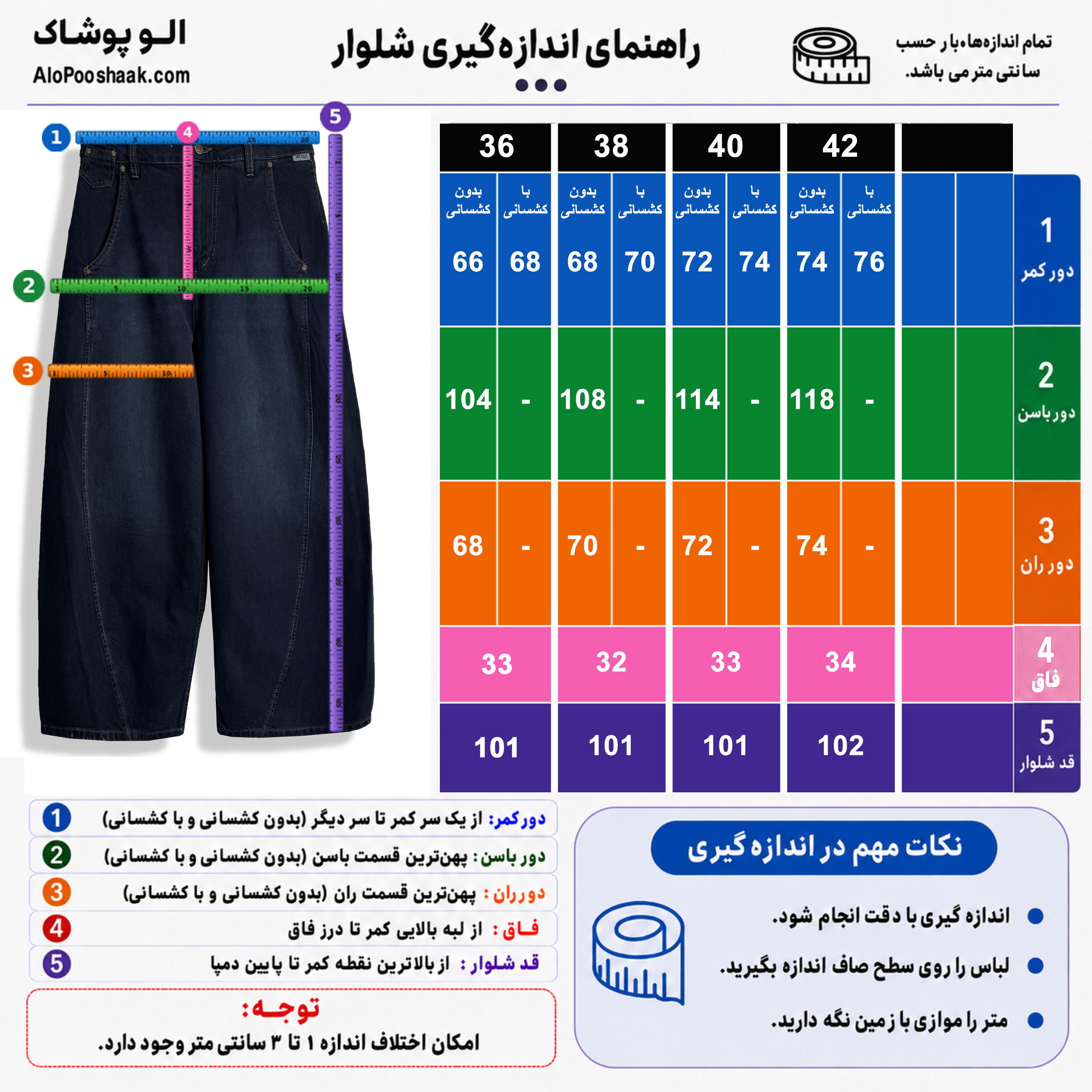 شلوار جین سیم بالون زنانه قد 100 