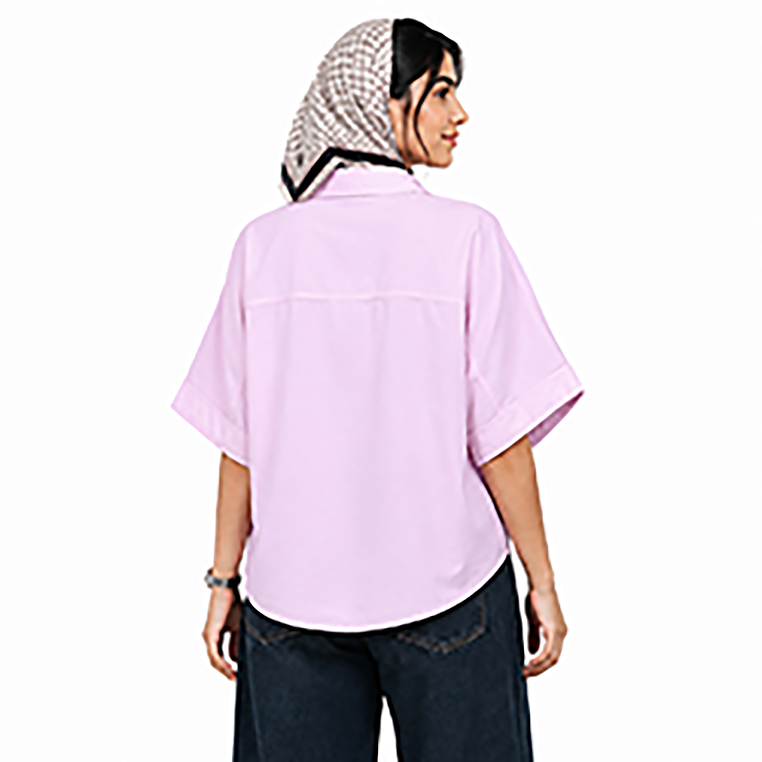 شومیز سیلک آستین سه ربع زنانه باکسی