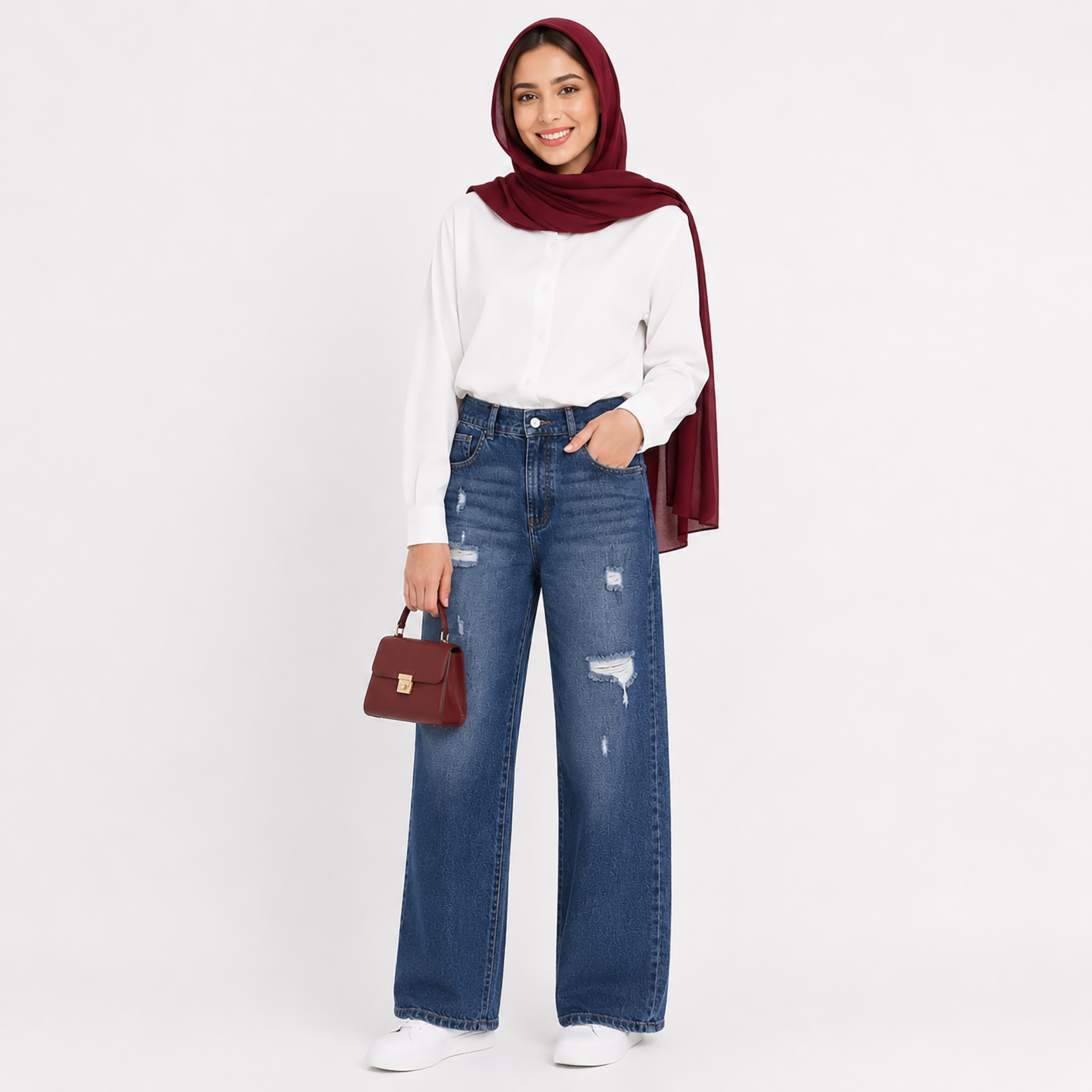 شلوار جین نیم بگ زنانه