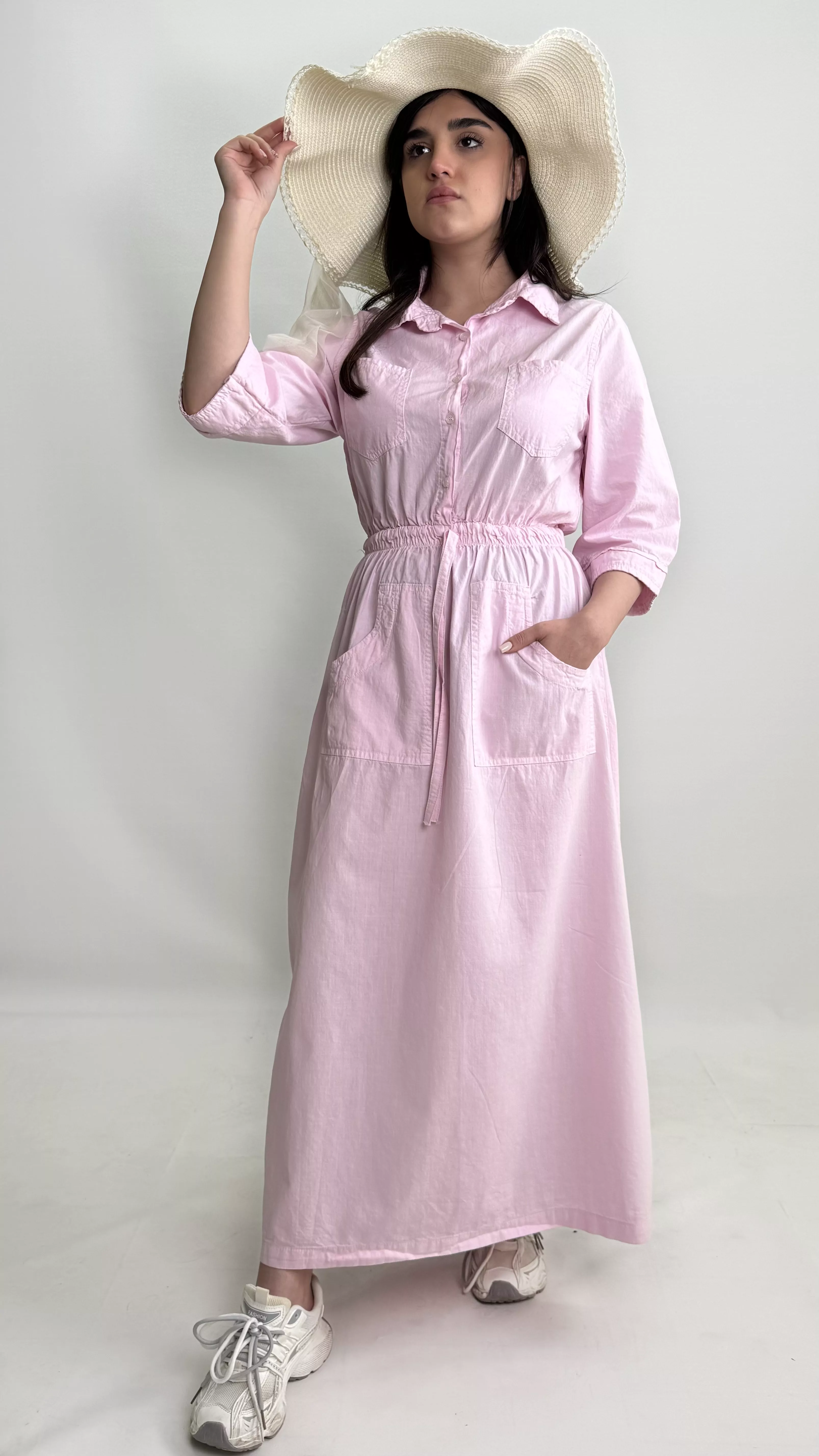 پیراهن ساحلی اسلپ زنانه صورتی