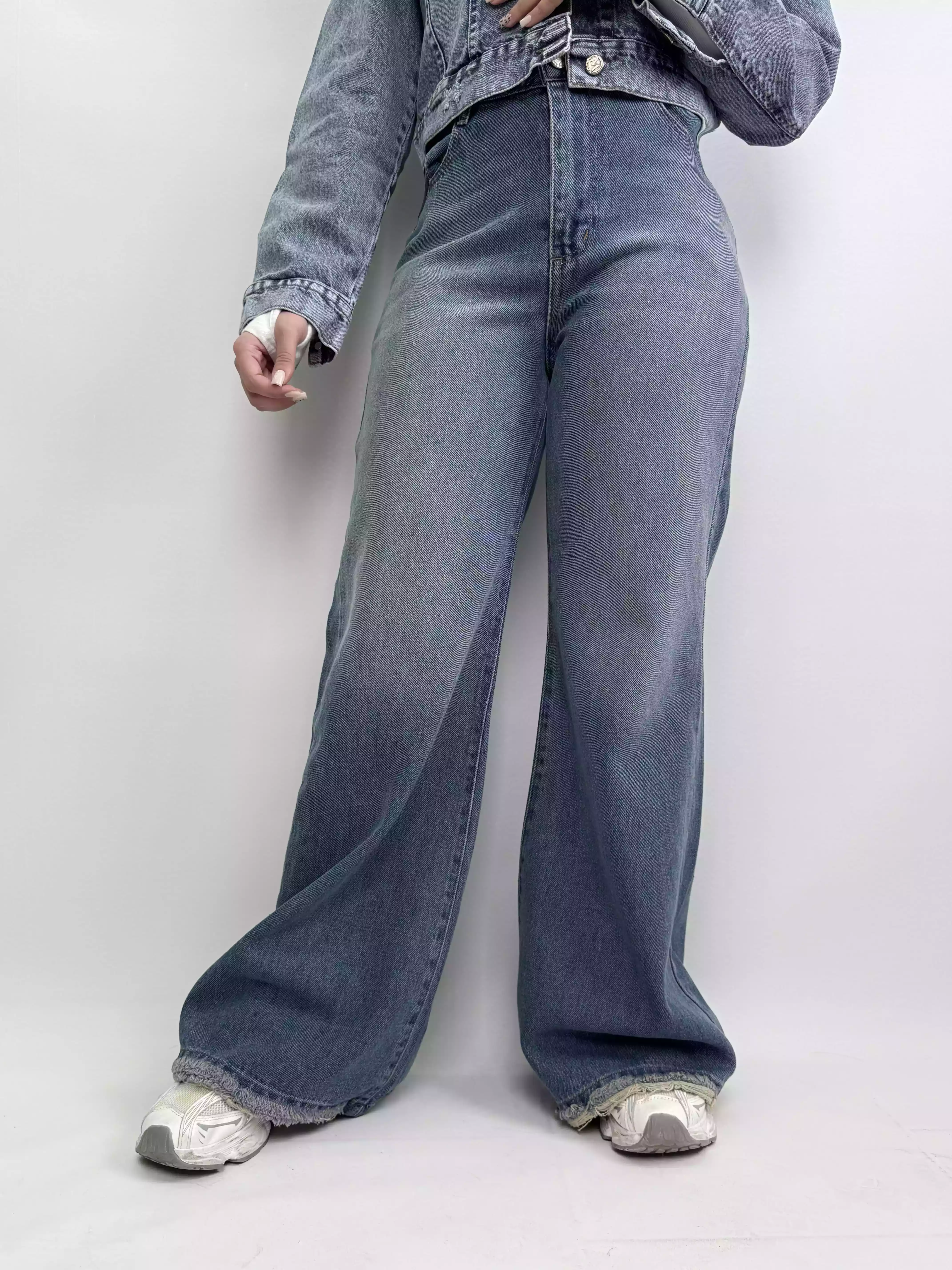 شلوار جین فلر بگ زنانه کمر ساده 