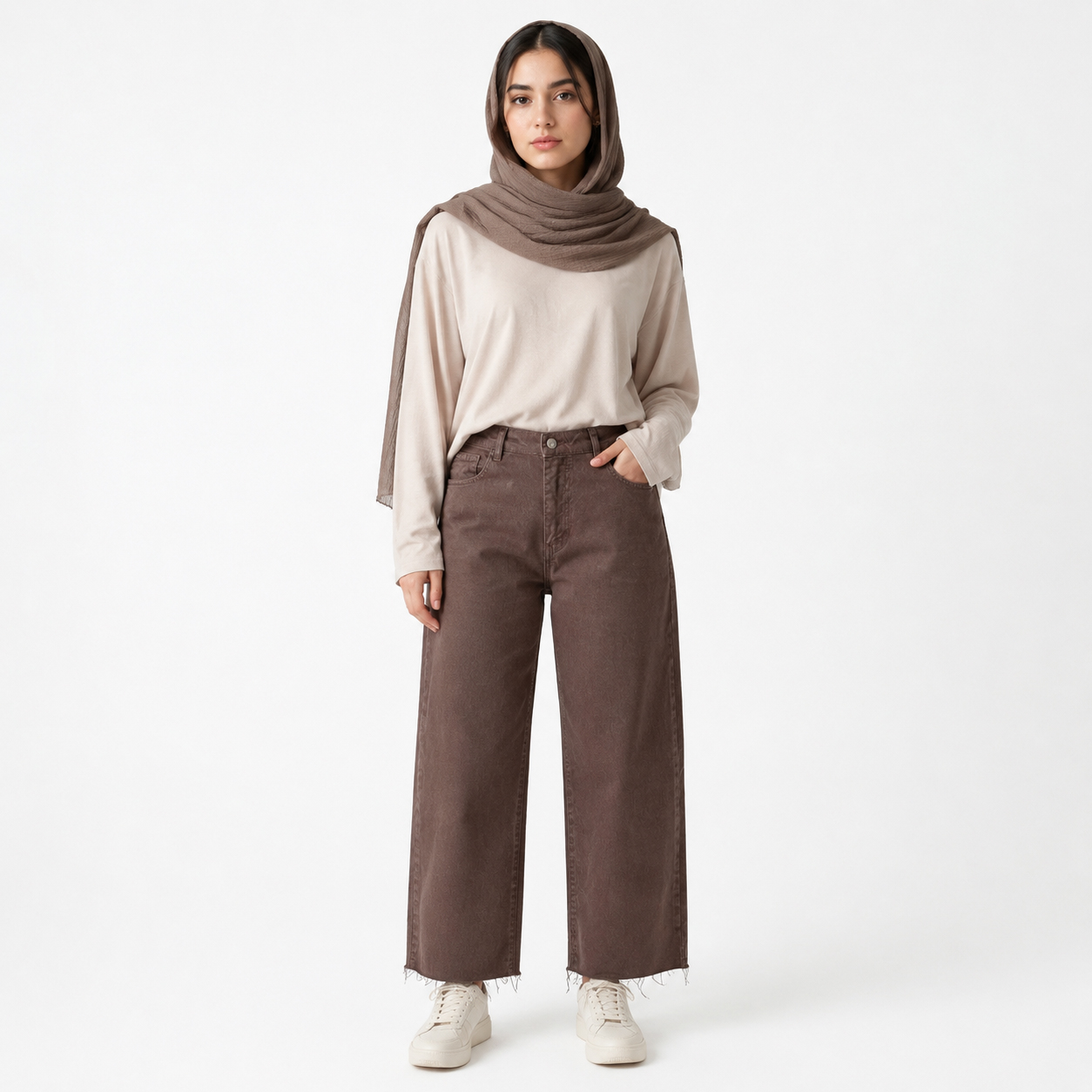 شلوار کتان واید استریت زنانه