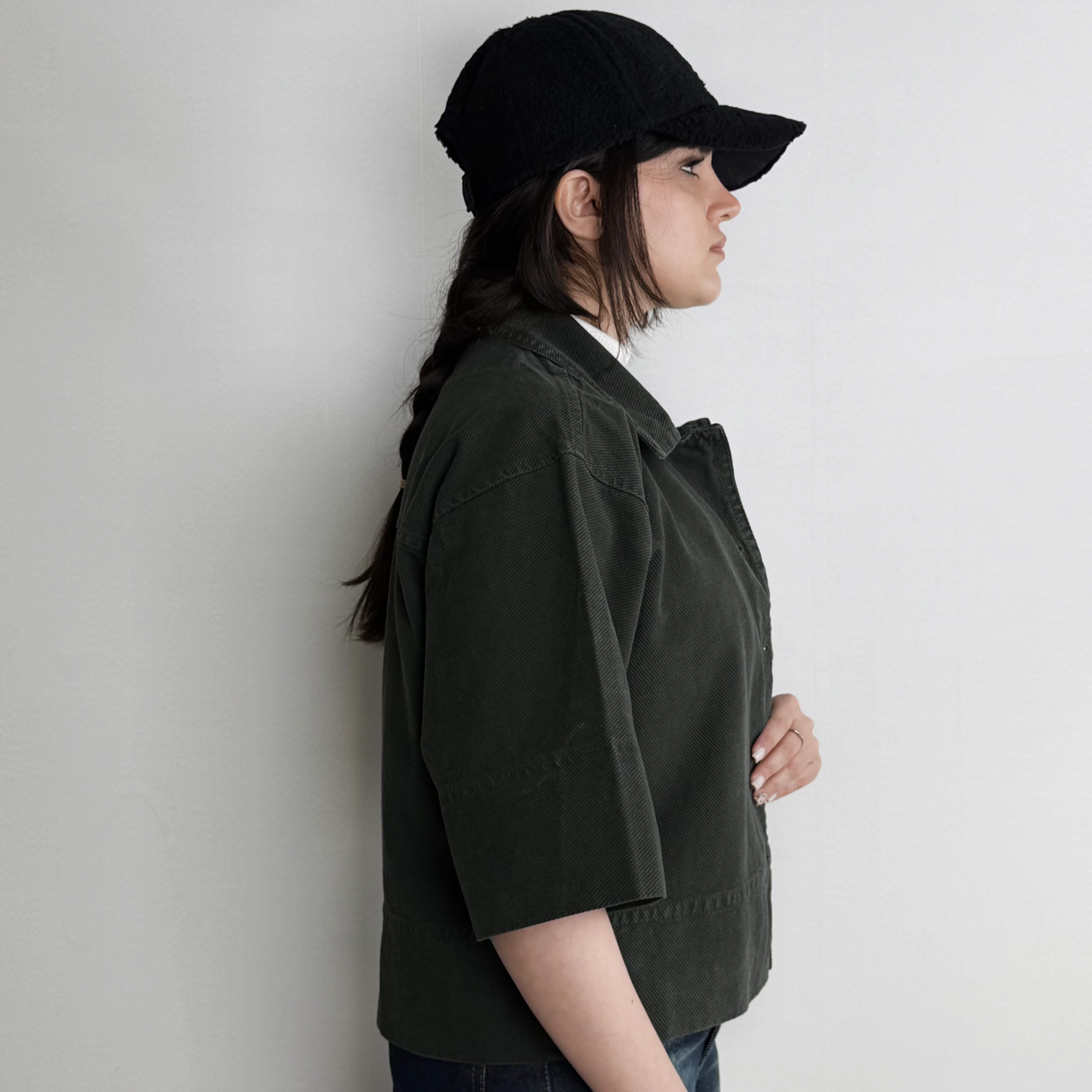 کت کوتاه آستین سه ربع زنانه سبز تیره