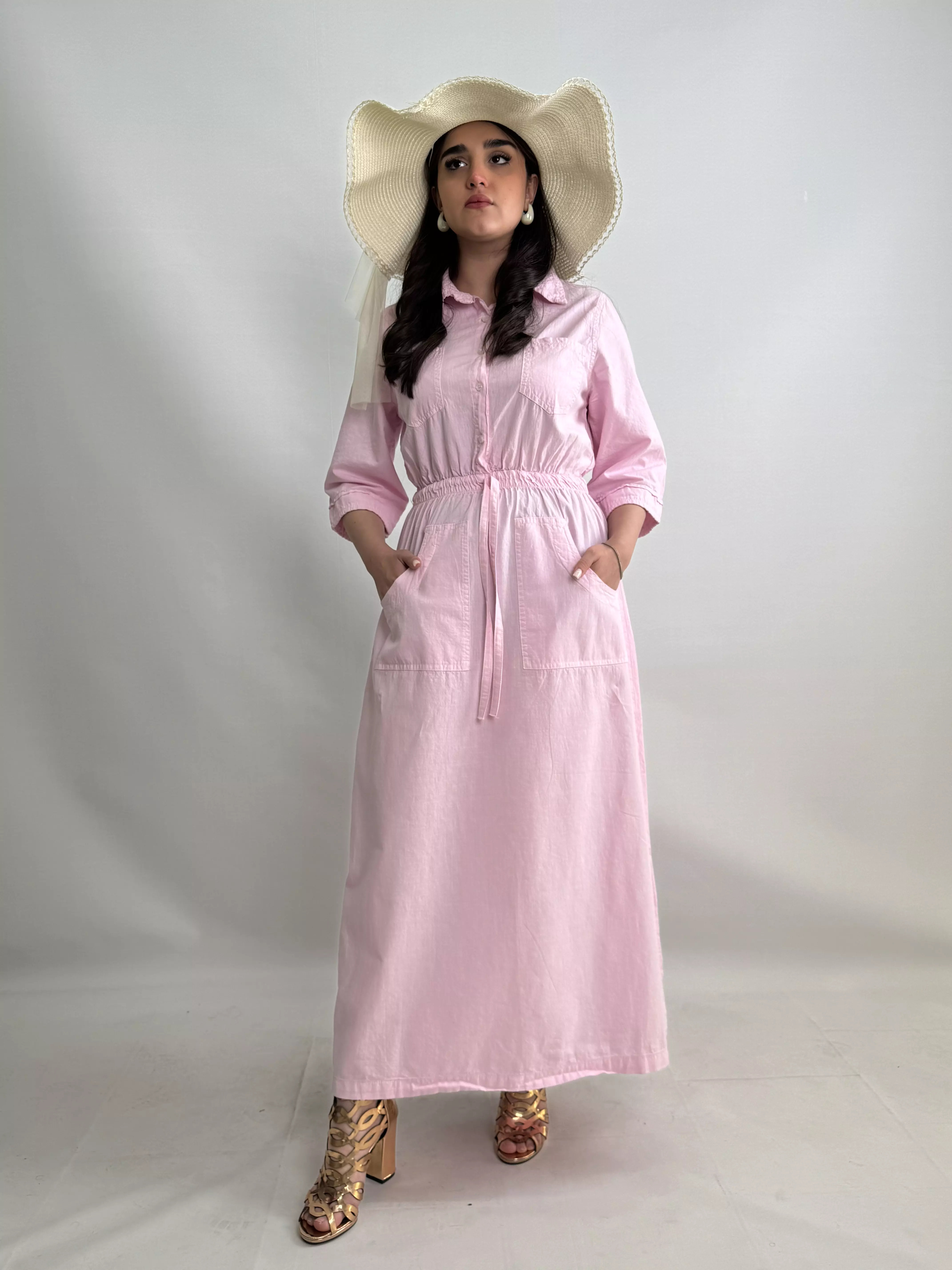 پیراهن ساحلی اسلپ زنانه صورتی