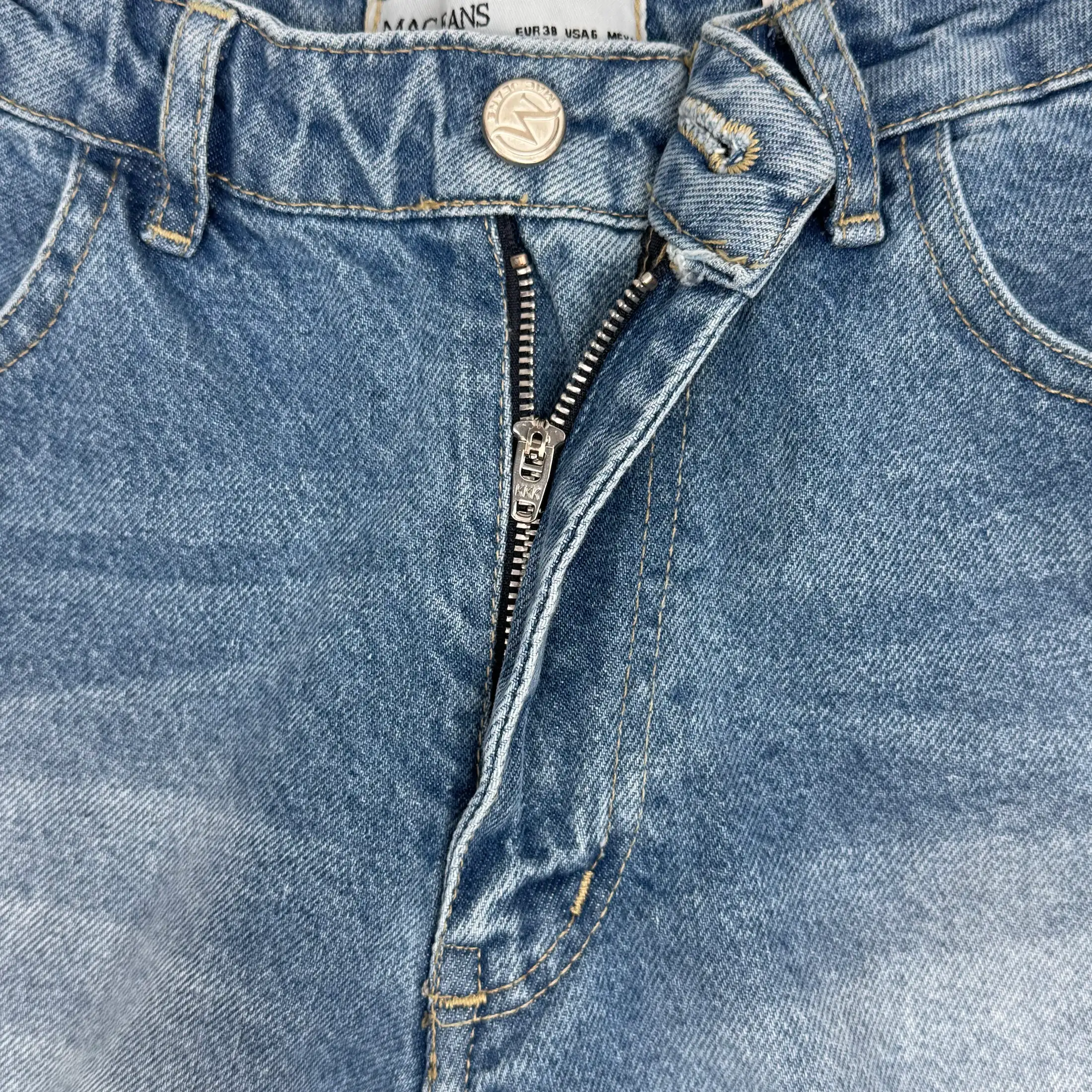 شلوار جین شافل زنانه قد 90 کمر ساده آبی دریایی