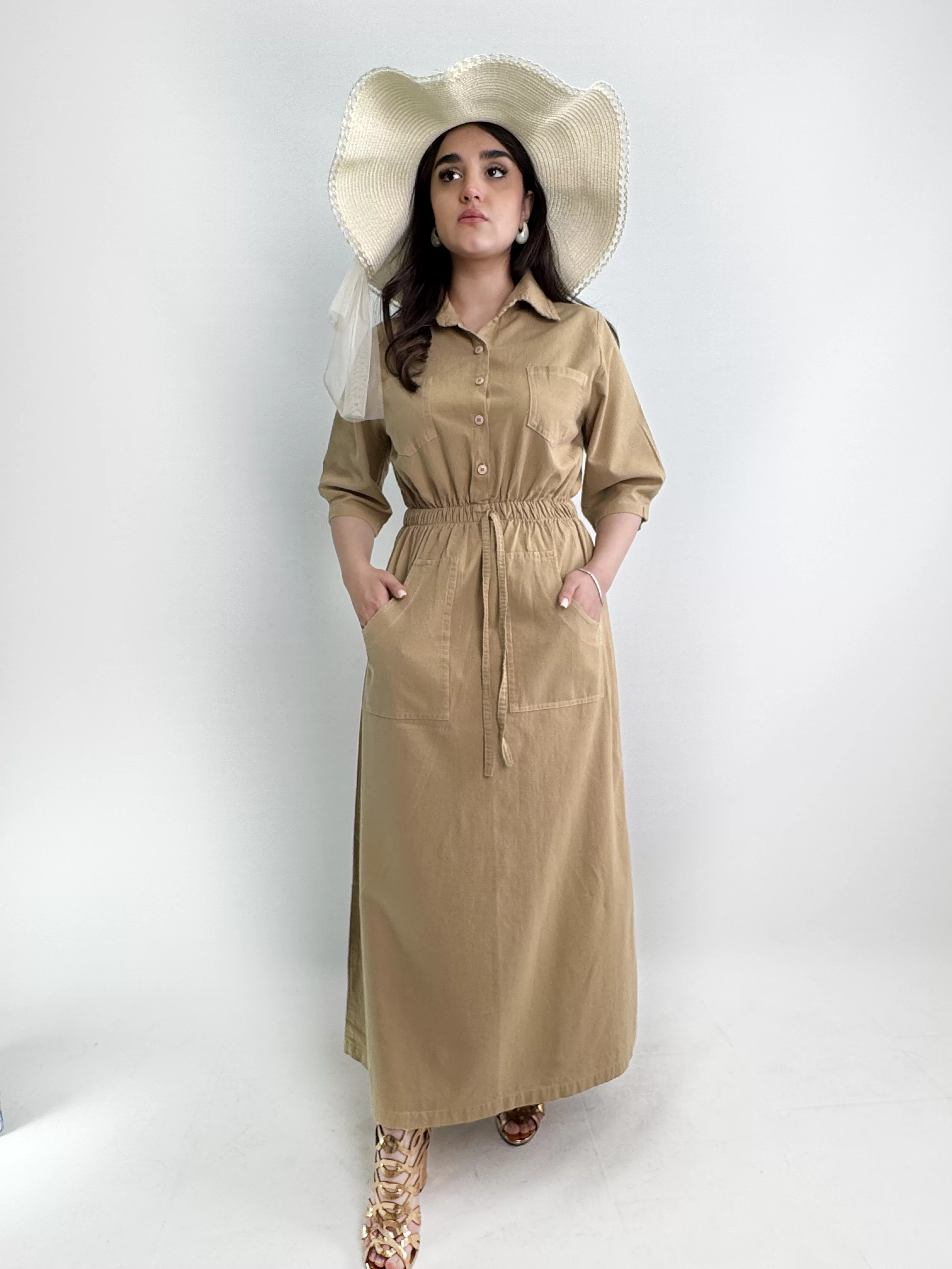 پیراهن ساحلی اسلپ زنانه نسکافه ای 