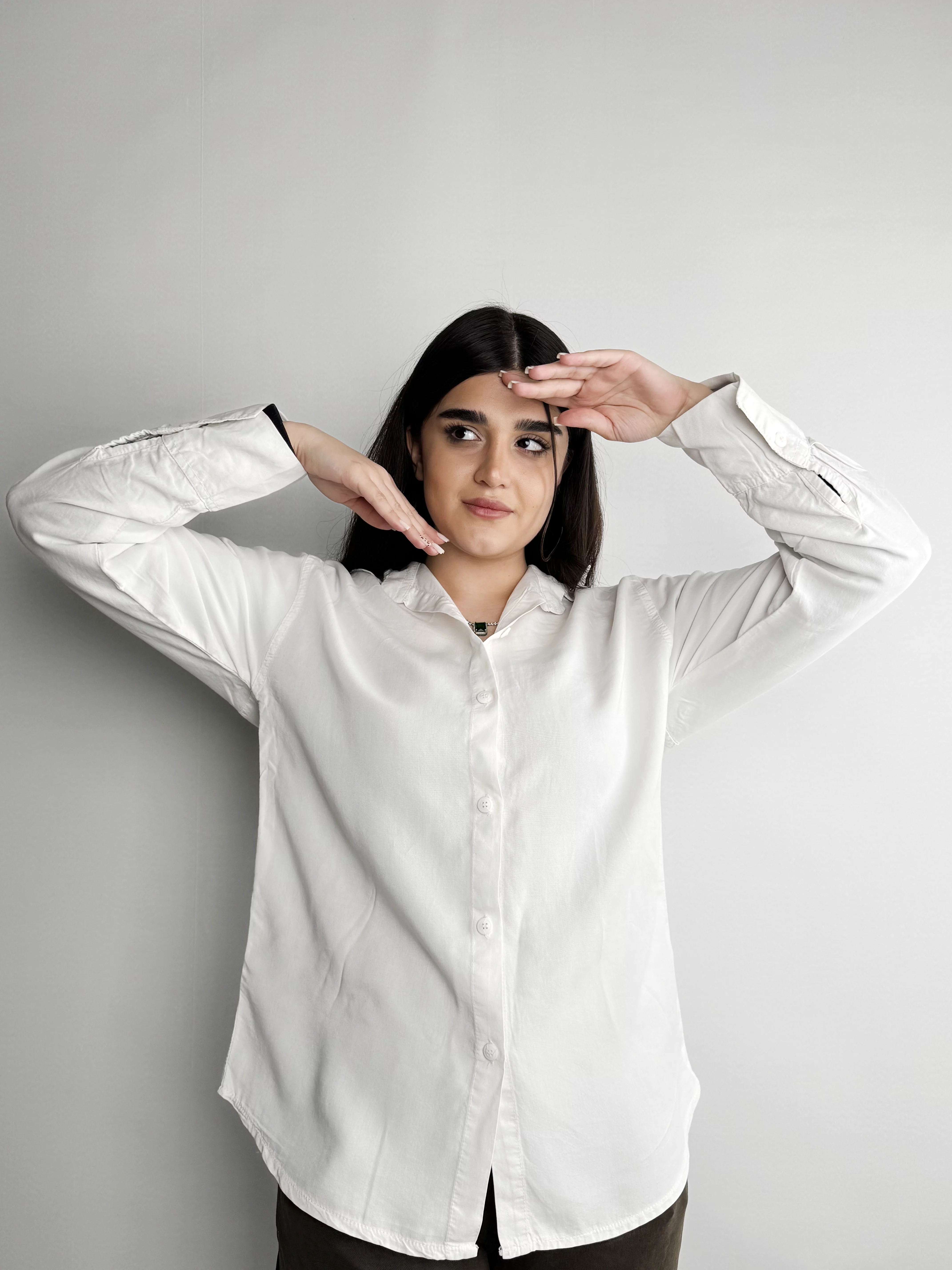 شومیز سیلک زنانه ساده سفید 