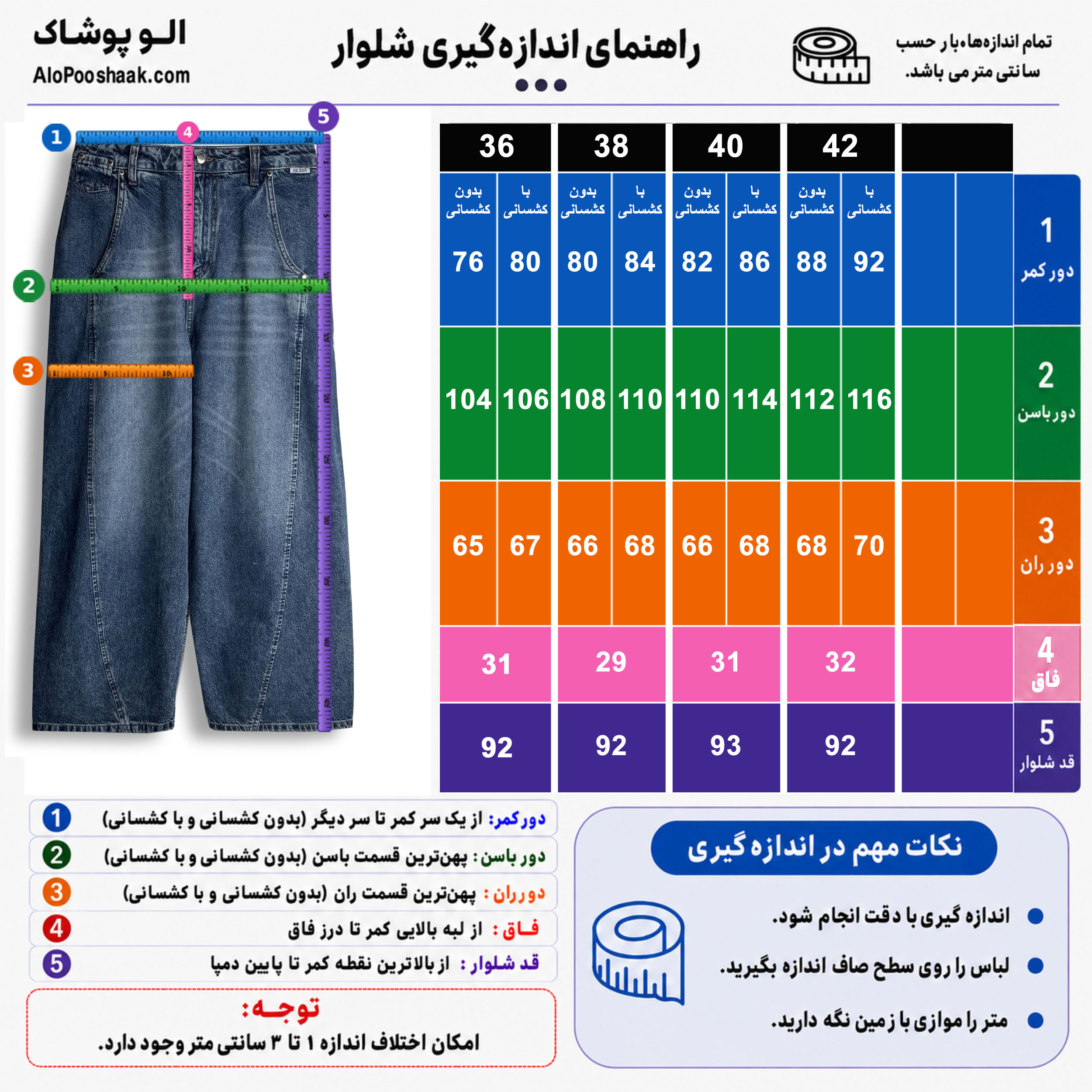 شلوار جین سیم بالون زنانه قد 100 