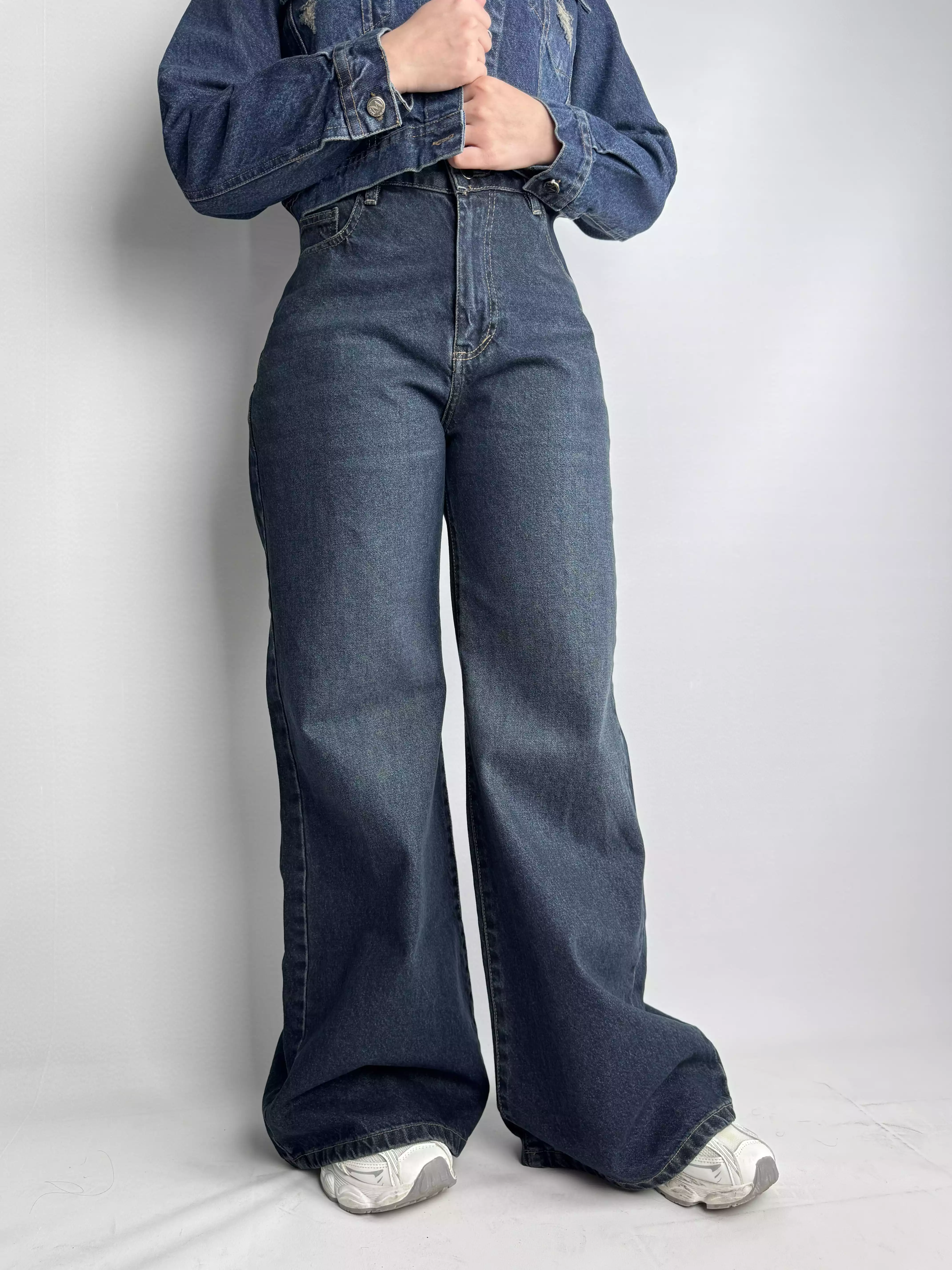 شلوار جین فلر بگ زنانه کمر ساده 