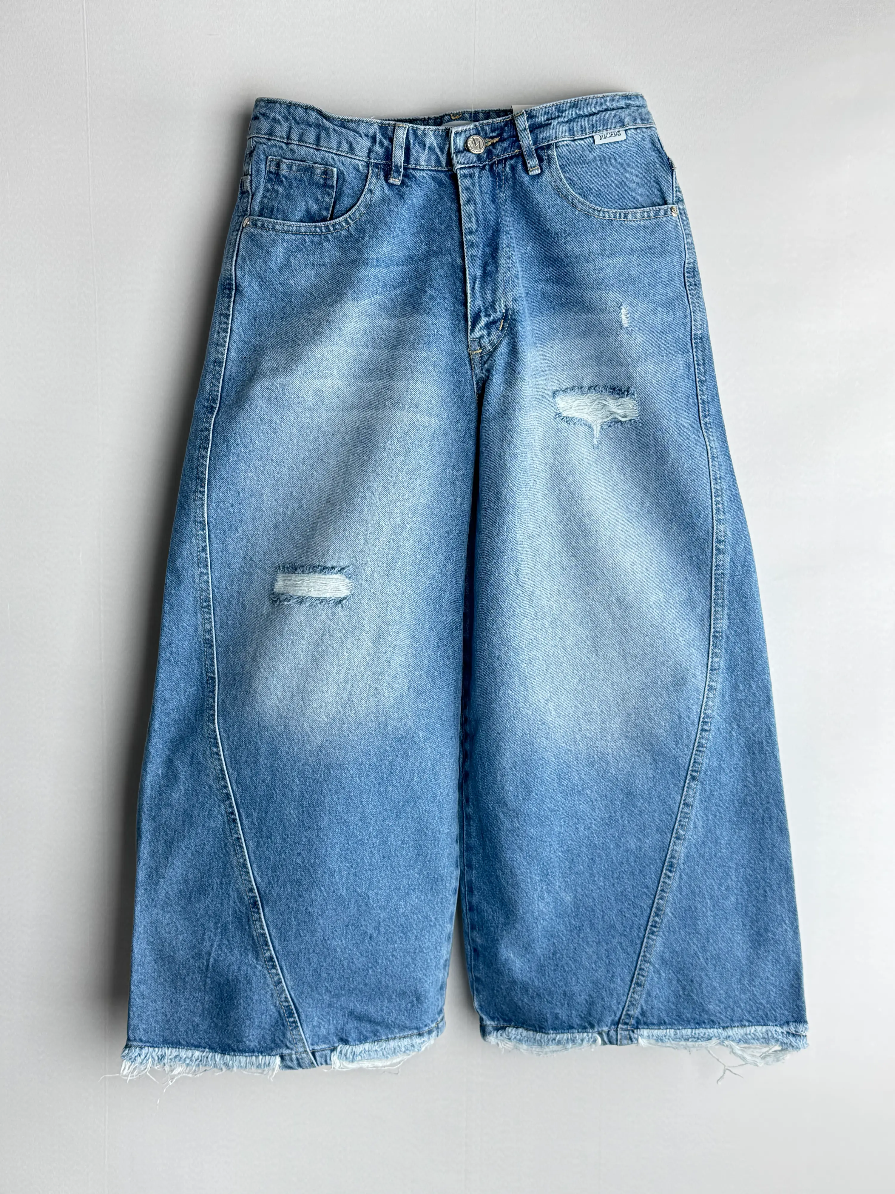 شلوار جین شافل زنانه قد 90 کمر ساده آبی دریایی