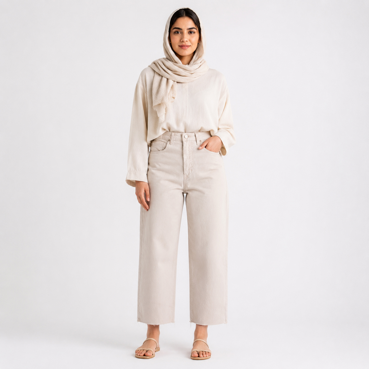 شلوار کتان واید استریت زنانه