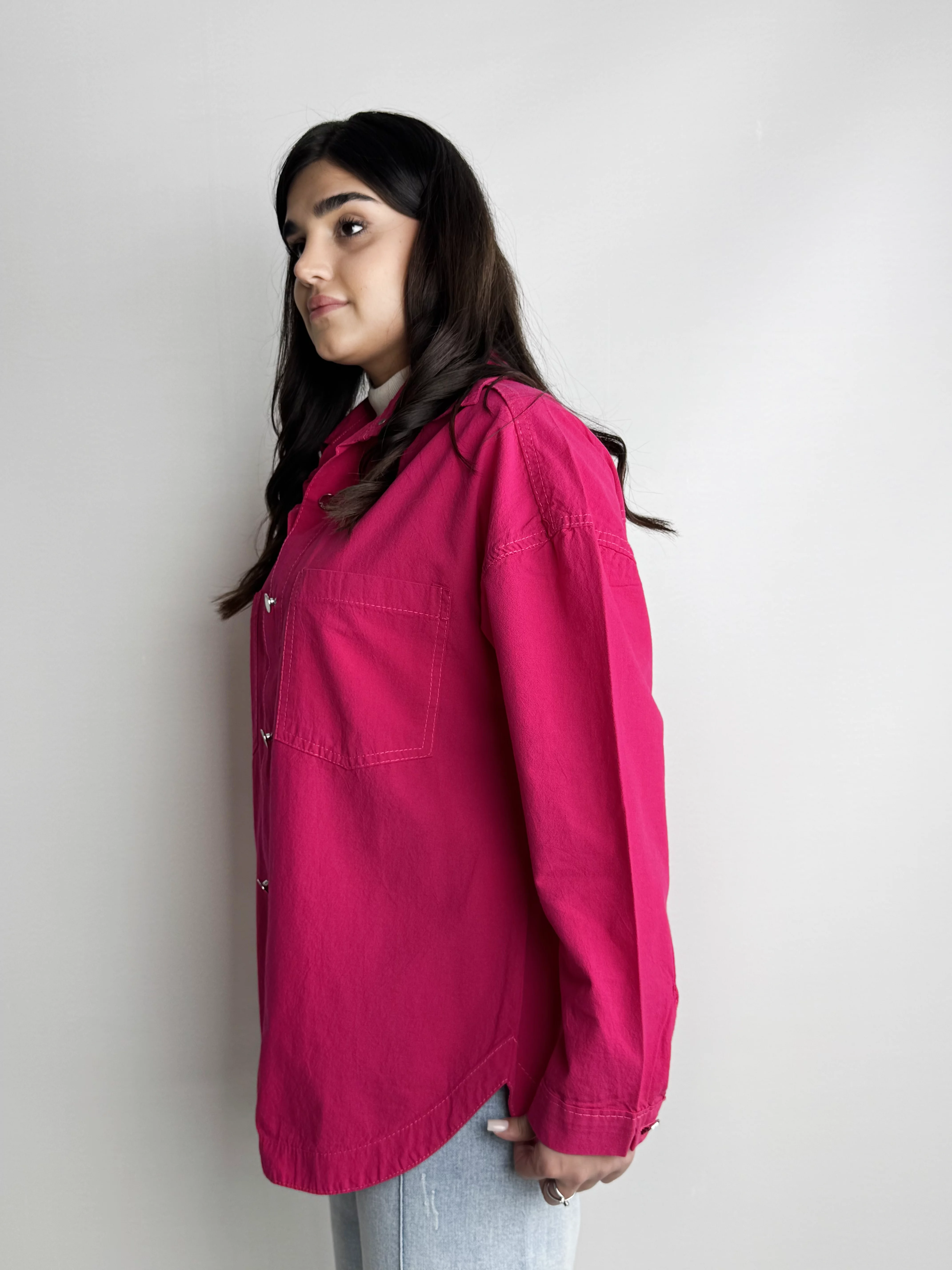 شومیز لینن زنانه سرخ آبی