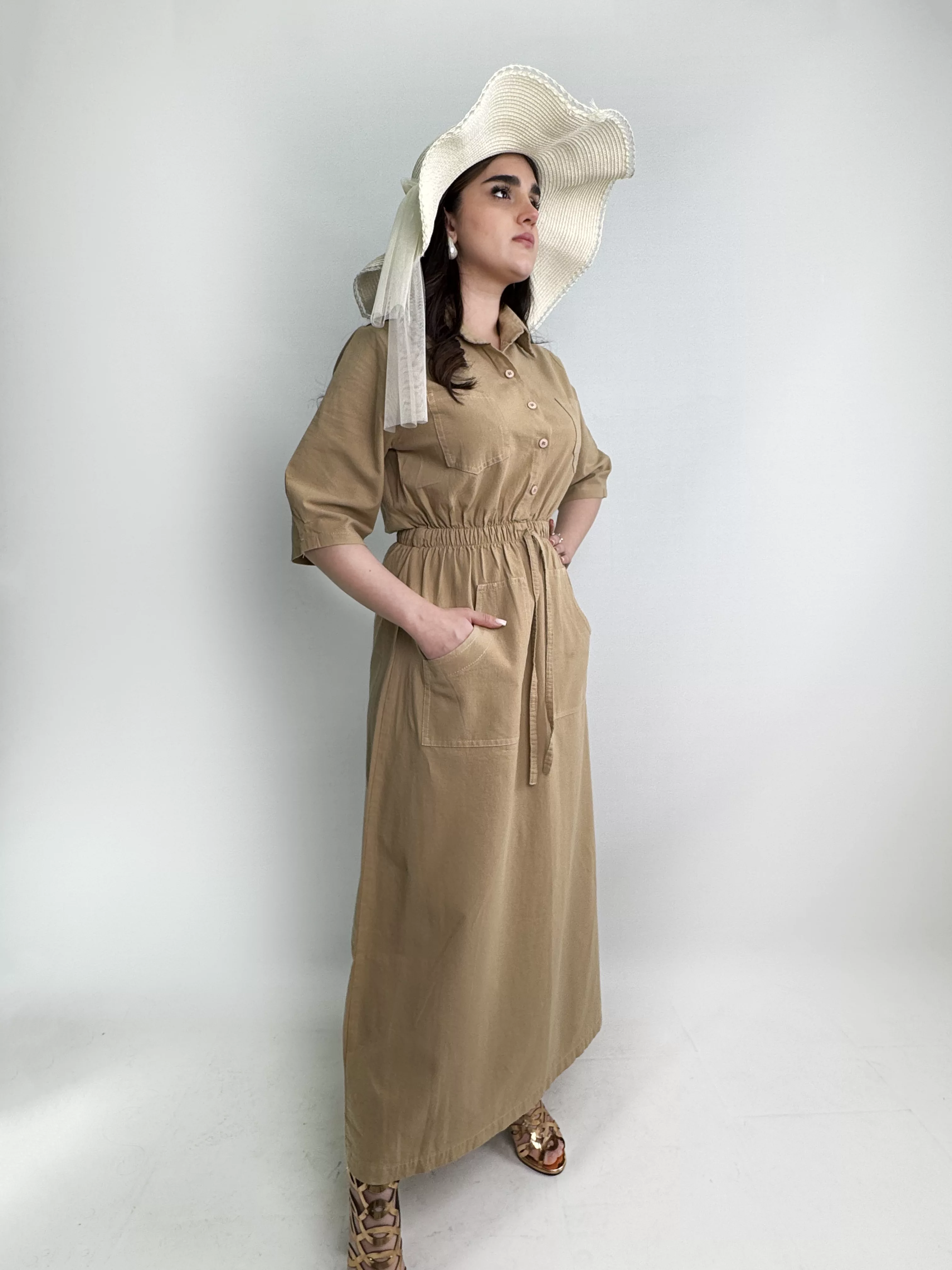 پیراهن ساحلی اسلپ زنانه نسکافه ای 