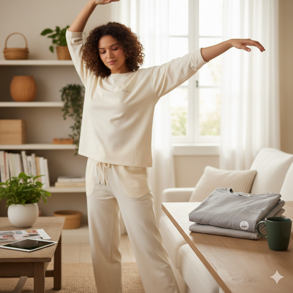 نمای نزدیک از بافت نرم و لطیف پارچه نخی لباس خانگی اویشو در رنگ&zwnj;های پاستلی، نشان&zwnj;دهنده کیفیت دوخت و خنک بودن پارچه.